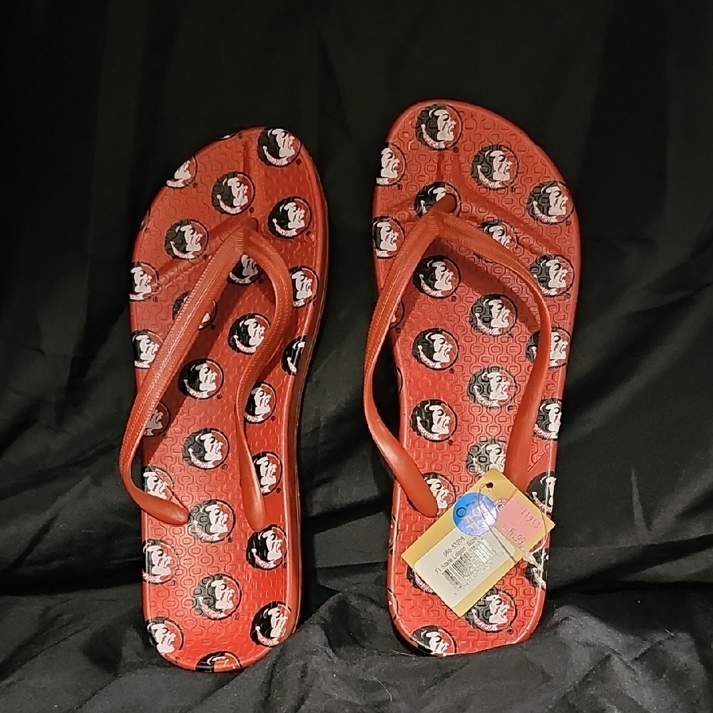 Red Flip Flops with Graphic Print